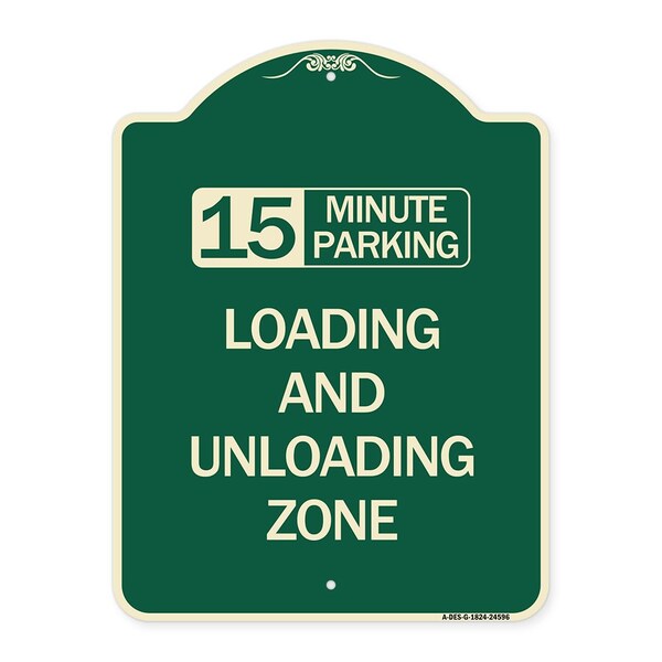 Signmission 15 Minute Parking Loading and Unloading Zone Heavy-Gauge Aluminum Sign, 24" x 18", G-1824-24596 A-DES-G-1824-24596 - main
